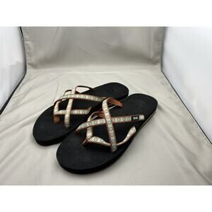 Teva Olowahu 6840C White Orange Comfort Strappy Flip Flop Womens Size 11